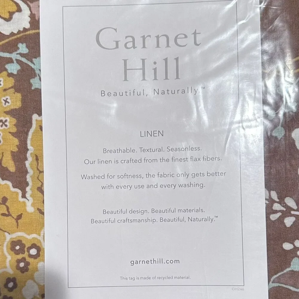 Garnet Hill Pillow Sham Victoria Relaxed Linen Bronze Multi Continental 26